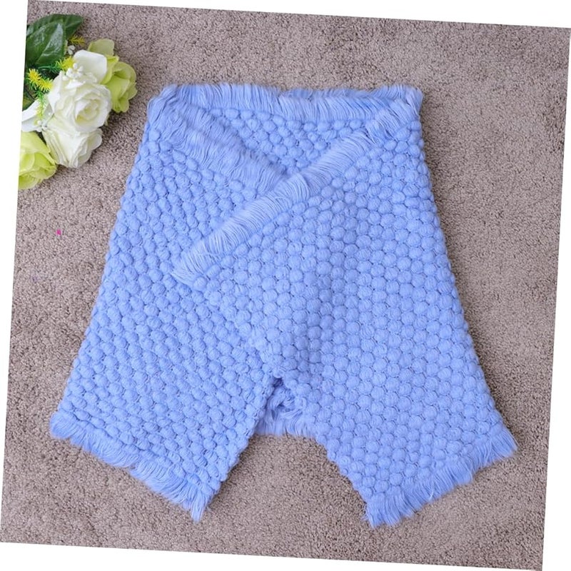 Soft Blue Knitted Cotton Pineapple Photography Blanket Newborn Props Large Comfortable - Image 5